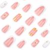 imageBABALAL Press on Nails Short Oval Fake Nails Purple Lavender Fench Tip Glue on Nails Lilac Acrylic Nails Cute Trendy False Nails 24Pcs Glossy Round Full Cover Artificial Nails for Women GirlsBNG02