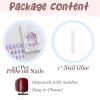 imageBABALAL Press on Nails Short Oval Fake Nails Purple Lavender Fench Tip Glue on Nails Lilac Acrylic Nails Cute Trendy False Nails 24Pcs Glossy Round Full Cover Artificial Nails for Women GirlsBNG22