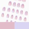 imageBABALAL Press on Nails Short Oval Fake Nails Purple Lavender Fench Tip Glue on Nails Lilac Acrylic Nails Cute Trendy False Nails 24Pcs Glossy Round Full Cover Artificial Nails for Women GirlsBNG11