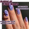 imageBABALAL Press on Nails Short Oval Fake Nails Purple Lavender Fench Tip Glue on Nails Lilac Acrylic Nails Cute Trendy False Nails 24Pcs Glossy Round Full Cover Artificial Nails for Women GirlsBNG22