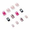 imageBABALAL Press on Nails Short Oval Fake Nails Purple Lavender Fench Tip Glue on Nails Lilac Acrylic Nails Cute Trendy False Nails 24Pcs Glossy Round Full Cover Artificial Nails for Women GirlsBNG08