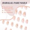 imageBABALAL Press on Nails Short Round Fake Nails Glossy Glue on Nails with Design Short Nails 24Pcs Oval Acrylic Nails for Women and GirlsNAILR03