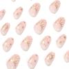 imageBABALAL Press on Nails Short Round Fake Nails Glossy Glue on Nails with Design Short Nails 24Pcs Oval Acrylic Nails for Women and GirlsNAILR03