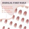 imageBABALAL Press on Nails Short Round Fake Nails Glossy Glue on Nails with Design Short Nails 24Pcs Oval Acrylic Nails for Women and GirlsNAILR04