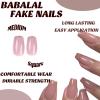 imageBABALAL Press on Nails Short Round Fake Nails Glossy Glue on Nails with Design Short Nails 24Pcs Oval Acrylic Nails for Women and GirlsNAILR043