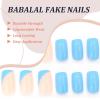 imageBABALAL Press on Nails Short Round Fake Nails Glossy Glue on Nails with Design Short Nails 24Pcs Oval Acrylic Nails for Women and GirlsNAILR09