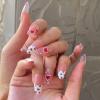 imageBABALAL Round Press on Nails Long Fake Nails Oval Glossy Acrylic Nails Pink Glue on Nails 24Pcs Heart Stick on Nails for Women and Girls