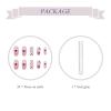 imageBABALAL Round Press on Nails Long Fake Nails Oval Glossy Acrylic Nails Pink Glue on Nails 24Pcs Heart Stick on Nails for Women and Girls