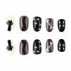 imageBABALAL Round Press on Nails Medium Fake Nails Brown Fall Ombre Glue on Nails Golden Mirror Chrome Acrylic Nails 24Pcs Oval Stick on Manicure Nails for Women and GirlsFNs103cat