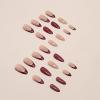 imageBABALAL Round Press on Nails Medium Fake Nails Brown Fall Ombre Glue on Nails Golden Mirror Chrome Acrylic Nails 24Pcs Oval Stick on Manicure Nails for Women and GirlsFNs103