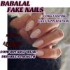 imageBABALAL Round Press on Nails Medium Fake Nails Brown Fall Ombre Glue on Nails Golden Mirror Chrome Acrylic Nails 24Pcs Oval Stick on Manicure Nails for Women and GirlsFNs111
