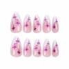 imageBABALAL Round Press on Nails Medium Fake Nails Brown Fall Ombre Glue on Nails Golden Mirror Chrome Acrylic Nails 24Pcs Oval Stick on Manicure Nails for Women and GirlsFNs114