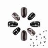 imageBABALAL Round Press on Nails Medium Fake Nails Brown Fall Ombre Glue on Nails Golden Mirror Chrome Acrylic Nails 24Pcs Oval Stick on Manicure Nails for Women and GirlsFNs103cat