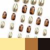 imageBABALAL Round Press on Nails Medium Fake Nails Brown Fall Ombre Glue on Nails Golden Mirror Chrome Acrylic Nails 24Pcs Oval Stick on Manicure Nails for Women and GirlsFNs104