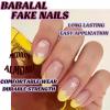 imageBABALAL Round Press on Nails Medium Fake Nails Brown Fall Ombre Glue on Nails Golden Mirror Chrome Acrylic Nails 24Pcs Oval Stick on Manicure Nails for Women and GirlsFNs115