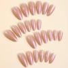 imageBABALAL Round Press on Nails Medium Fake Nails Brown Fall Ombre Glue on Nails Golden Mirror Chrome Acrylic Nails 24Pcs Oval Stick on Manicure Nails for Women and GirlsFNs102