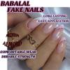 imageBABALAL Round Press on Nails Medium Fake Nails Brown Fall Ombre Glue on Nails Golden Mirror Chrome Acrylic Nails 24Pcs Oval Stick on Manicure Nails for Women and GirlsFNs112