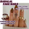 imageBABALAL Round Press on Nails Medium Fake Nails Brown Fall Ombre Glue on Nails Golden Mirror Chrome Acrylic Nails 24Pcs Oval Stick on Manicure Nails for Women and GirlsFNs104