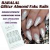 imageBABALAL Round Press on Nails Medium Fake Nails Brown Fall Ombre Glue on Nails Golden Mirror Chrome Acrylic Nails 24Pcs Oval Stick on Manicure Nails for Women and GirlsFNs117