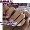 imageBABALAL Round Press on Nails Medium Fake Nails Brown Fall Ombre Glue on Nails Golden Mirror Chrome Acrylic Nails 24Pcs Oval Stick on Manicure Nails for Women and GirlsFNs110