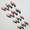imageBABALAL Round Press on Nails Medium Fake Nails Pink Glossy Glue on Nails Glitter Acrylic Nails Oval Stick on Nails for WomenCRJH08black