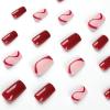 imageBABALAL Square Press on Nails Medium Fake Nails Red Glue on Nails Ballerina Swirl Acrylic Nails 24Pcs Stick on Nails for Women and GirlsNAILS041