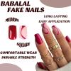 imageBABALAL Square Press on Nails Medium Fake Nails Red Glue on Nails Ballerina Swirl Acrylic Nails 24Pcs Stick on Nails for Women and GirlsNAILS041