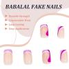 imageBABALAL Square Press on Nails Medium Fake Nails Red Glue on Nails Ballerina Swirl Acrylic Nails 24Pcs Stick on Nails for Women and GirlsNAILS08