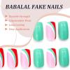 imageBABALAL Square Press on Nails Medium Fake Nails Red Glue on Nails Ballerina Swirl Acrylic Nails 24Pcs Stick on Nails for Women and GirlsNAILS20