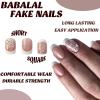 imageBABALAL Square Presson Nails  Short White Glueon Acrylic Nails  Squoval Shape with Rhinestones for Women ampamp GirlsNAILX031