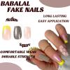 imageBABALAL Square Presson Nails  Short White Glueon Acrylic Nails  Squoval Shape with Rhinestones for Women ampamp GirlsNAILX035