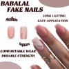 imageBABALAL Square Presson Nails  Short White Glueon Acrylic Nails  Squoval Shape with Rhinestones for Women ampamp GirlsNAILX043