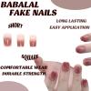 imageBABALAL Square Presson Nails  Short White Glueon Acrylic Nails  Squoval Shape with Rhinestones for Women ampamp GirlsNAILX061