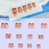imageBABALAL Square Presson Short Cow Print Nails  24Pcs Cute Squoval Fake Glossy Black Acrylic Nails for Women and GirlsP101orange