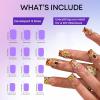 imageBABALAL Square Presson Short Cow Print Nails  24Pcs Cute Squoval Fake Glossy Black Acrylic Nails for Women and GirlsP101orange