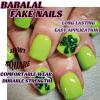 imageBABALAL Square Presson Short Cow Print Nails  24Pcs Cute Squoval Fake Glossy Black Acrylic Nails for Women and GirlsP102green