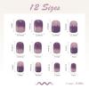 imageBABALAL Square Presson Short Cow Print Nails  24Pcs Cute Squoval Fake Glossy Black Acrylic Nails for Women and GirlsP102purple
