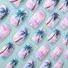 imageBABALAL Square Presson Short Cow Print Nails  24Pcs Cute Squoval Fake Glossy Black Acrylic Nails for Women and GirlsP103beach
