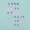 imageBABALAL Square Presson Short Cow Print Nails  24Pcs Cute Squoval Fake Glossy Black Acrylic Nails for Women and GirlsP103beach