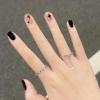 imageBABALAL Square Presson Short Cow Print Nails  24Pcs Cute Squoval Fake Glossy Black Acrylic Nails for Women and GirlsP104black