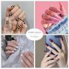 imageBABALAL Square Presson Short Cow Print Nails  24Pcs Cute Squoval Fake Glossy Black Acrylic Nails for Women and GirlsP104black