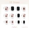 imageBABALAL Square Presson Short Cow Print Nails  24Pcs Cute Squoval Fake Glossy Black Acrylic Nails for Women and GirlsP104black