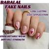 imageBABALAL Square Presson Short Cow Print Nails  24Pcs Cute Squoval Fake Glossy Black Acrylic Nails for Women and GirlsP104heart