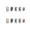 imageBABALAL Square Presson Short Cow Print Nails  24Pcs Cute Squoval Fake Glossy Black Acrylic Nails for Women and GirlsP105blue
