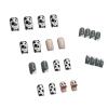 imageBABALAL Square Presson Short Cow Print Nails  24Pcs Cute Squoval Fake Glossy Black Acrylic Nails for Women and GirlsP105blue