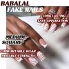 imageBABALAL Square Presson Short Cow Print Nails  24Pcs Cute Squoval Fake Glossy Black Acrylic Nails for Women and GirlsP105white
