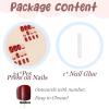 imageBABALAL Square Presson Short Cow Print Nails  24Pcs Cute Squoval Fake Glossy Black Acrylic Nails for Women and GirlsP114red