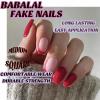 imageBABALAL Square Presson Short Cow Print Nails  24Pcs Cute Squoval Fake Glossy Black Acrylic Nails for Women and GirlsP114red