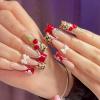 imageBABALAL Long Stiletto Press on Nails Almond Fake Nails Flower Glue on Nails Acrylic Nails with Charm Rose Luxury False Nails 24Pcs Gold Glitter Bling Full Cover Artificial Nails for Women GirlsBNF01cheetah