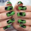 imageBABALAL Medium Length Press on Nails Glossy Fake Nails Square False Nails Squoval Nails Green Acrylic Nails for Women and GirlsGreen